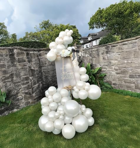 kozee Pearl White DoubleStuffed Balloons different sizes 63 PACK 1812105 inch Standard White balloon Garland kit For For Wedding Birthday luxury baby shower Anniversary decorations - Image 1