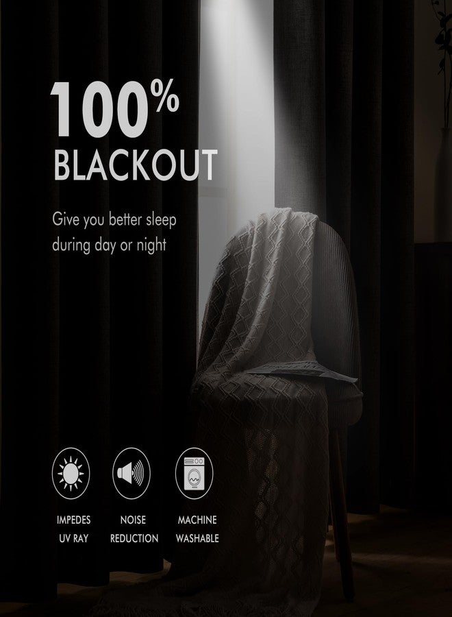 MIULEE 100% Blackout Linen Textured Curtains for Bedroom Solid Thermal Insulated Olive Green Grommet Room Darkening Curtains & Drapes Luxury Decor for Living Room Nursery 52 x 96 Inch (2 Panels) - Image 3