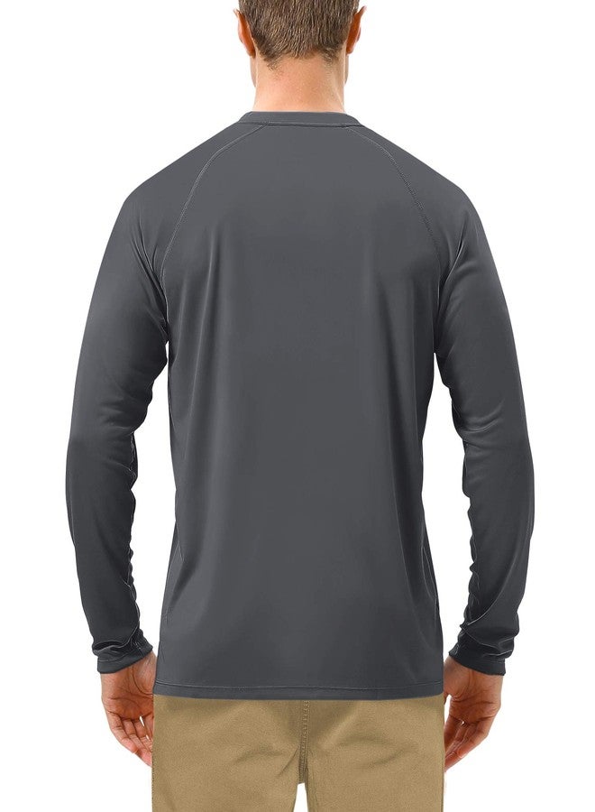 Roadbox Mens UPF 50+ UV Sun Protection Shirts Outdoor Long Sleeve SPF Rash Guard for Fishing Hiking Swimming Running, 2 Pack - Dark Gray, XL - Image 2