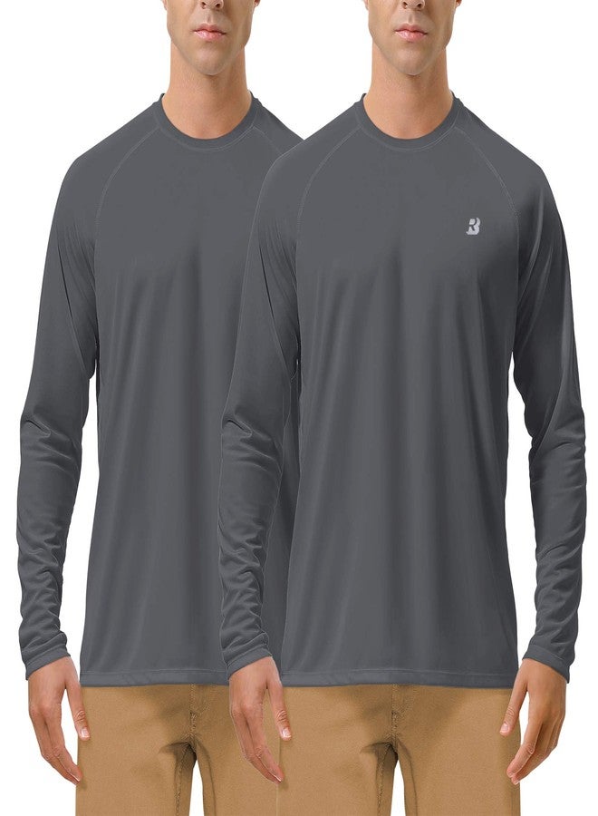 Roadbox Mens UPF 50+ UV Sun Protection Shirts Outdoor Long Sleeve SPF Rash Guard for Fishing Hiking Swimming Running, 2 Pack - Dark Gray, XL - Image 1