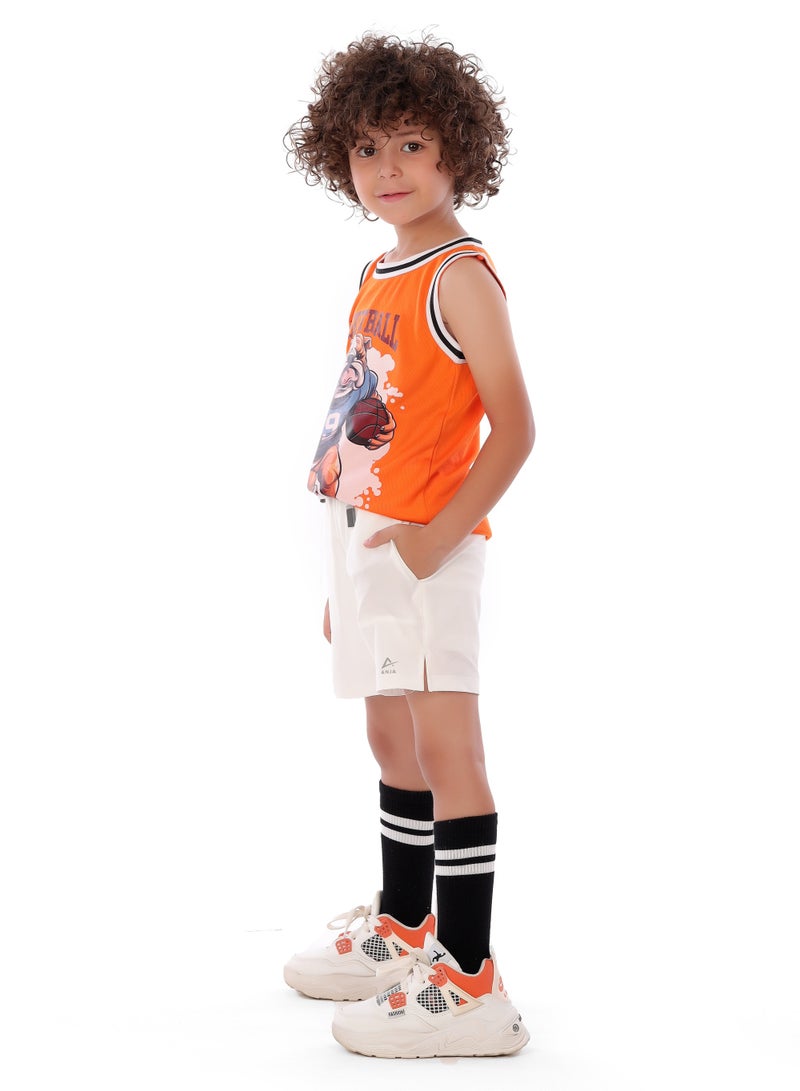 ANJA Boys' Orange Basketball T-Shirt – Comfortable, Short-Sleeve Design - Image 3