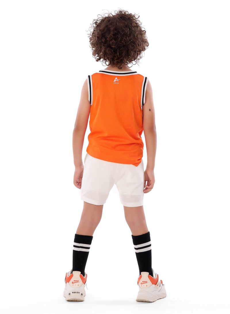 ANJA Boys' Orange Basketball T-Shirt – Comfortable, Short-Sleeve Design - Image 2