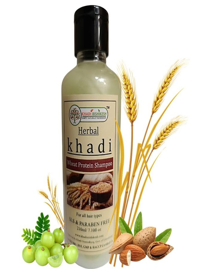 KHADI RISHIKESH Herbal Wheat Protein Shampoo for Hair Growth, Moisture, Prevents Breakage - Natural Hairs Cleanser for Repairing Damaged Hair Suitable for All Types - SLS and Paraben Free - 210ml - Image 2