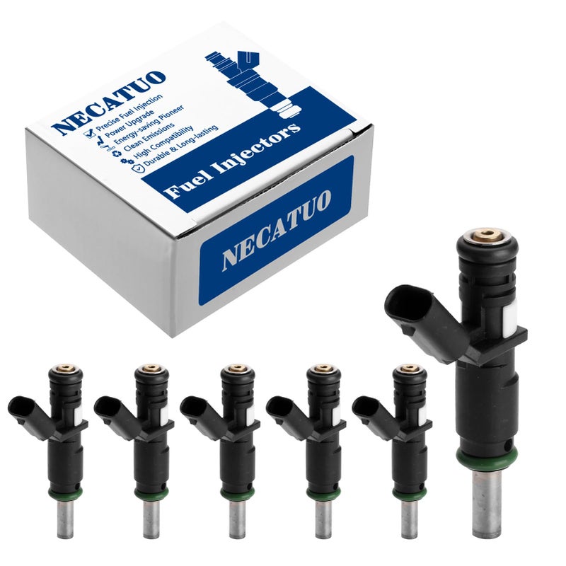 NECATUO Set of 6 Fuel Injectors Compatible with MercedesBenz C230 C300 C350 CLK350 E350 GLK350 ML350 ML450 R350 S400 SLK280 SLK300 SLK350 V6 Replaces FJ840 272078024980 A272078024 - Image 2