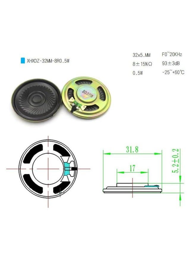 LinaLife 4 Pack 0.5W 8 Ohm Diameter 50mm/1.97in Internal Magnet Speaker Loudspeaker for DVD/EVD Auditory Horn Music Devices Loudspeakers - Image 5
