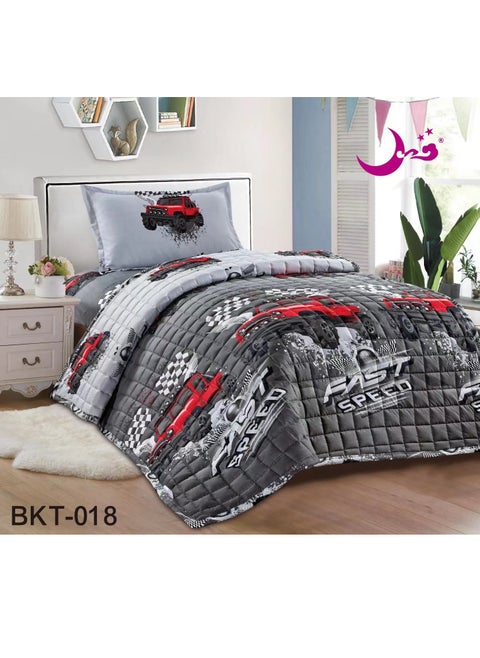 Compressed Bed Comforter Set Consisting of 3 Piece Children's Drawings