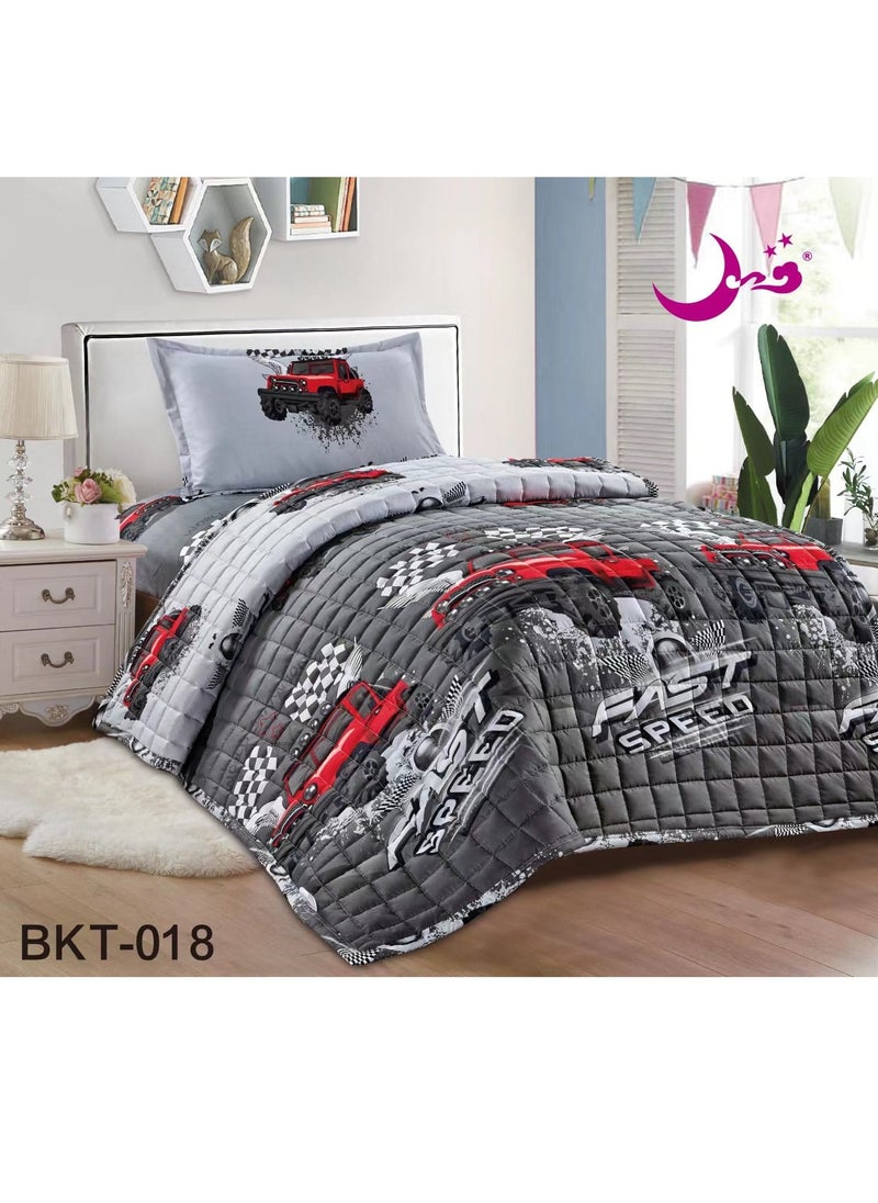 Moon Compressed Bed Comforter Set Consisting of 3 Piece Children's Drawings  - Image 1