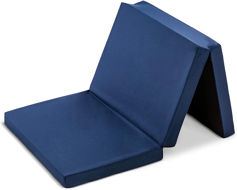 Atootfusion Tri Folding Mattress, EPE Foam, 2 Inch Thickness, 35x72 Inch Single Bed, Portable Floor Mattress for Travel, Picnic, Yoga (Navy Blue) - Image 1
