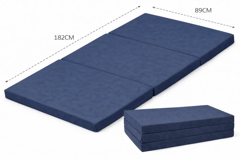 Atootfusion Tri Folding Mattress, EPE Foam, 2 Inch Thickness, 35x72 Inch Single Bed, Portable Floor Mattress for Travel, Picnic, Yoga (Navy Blue) - Image 5