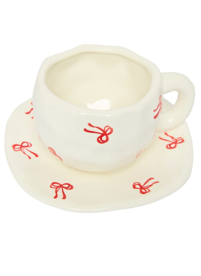 Prickly Pear Pretty Bows Ceramic Teacup & Saucer  - Image 1