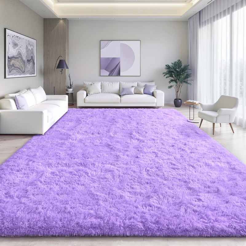 EVOIONOS Purple Hexagon Princess Tent Rug, 4x4.6 Feet Girls Tent Rug, Fluffy Shaggy Indoor Floor Carpet for Girls Kids Room Decor, Plush Soft Cute Nursery Rug, Upgrade Non Slip Washable Aesthetic Rug - Image 5