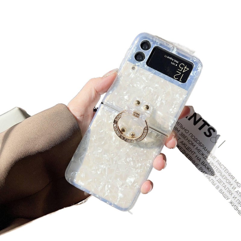 Protective Case | Shockproof Cover for Samsung Galaxy Z Flip 4 | White | Drop Protection | Shell Pattern - Image 1