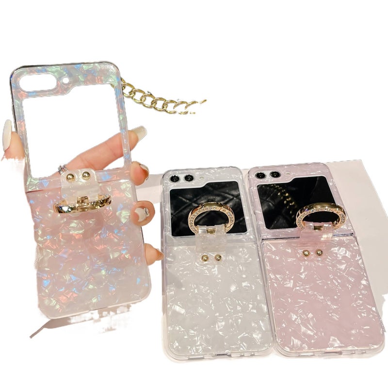 Protective Case | Shockproof Cover for Samsung Galaxy Z Flip 4 | White | Drop Protection | Shell Pattern - Image 2