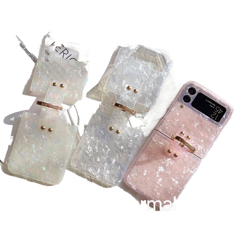 Protective Case | Shockproof Cover for Samsung Galaxy Z Flip 4 | White | Drop Protection | Shell Pattern - Image 3