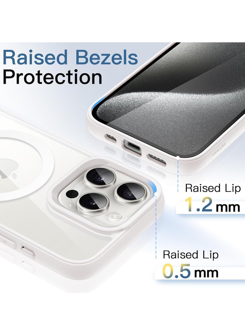 Generic - Magnetic Case for iPhone 14 Pro Max Compatible with MagSafe, Shockproof Phone Bumper Cover, Solid Color Matte TPU Frame, Anti-Scratch Clear Back (White Titanium) - Image 1