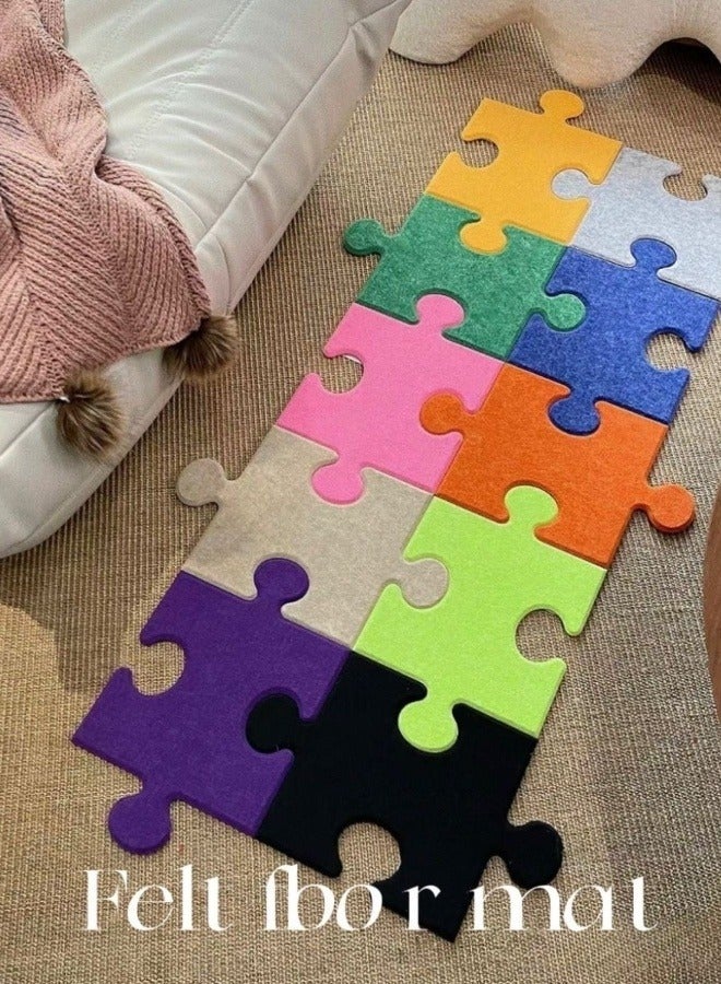 15 pieces of dopamine colored felt three-dimensional DIY puzzle wall stickers, photo background wall, can also be used as small light object storage, can also be used as a floor mat. - Image 5