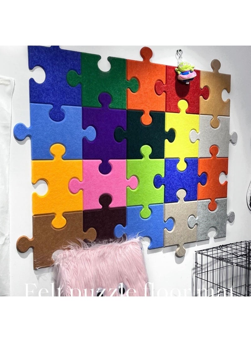 15 pieces of dopamine colored felt three-dimensional DIY puzzle wall stickers, photo background wall, can also be used as small light object storage, can also be used as a floor mat. - Image 4