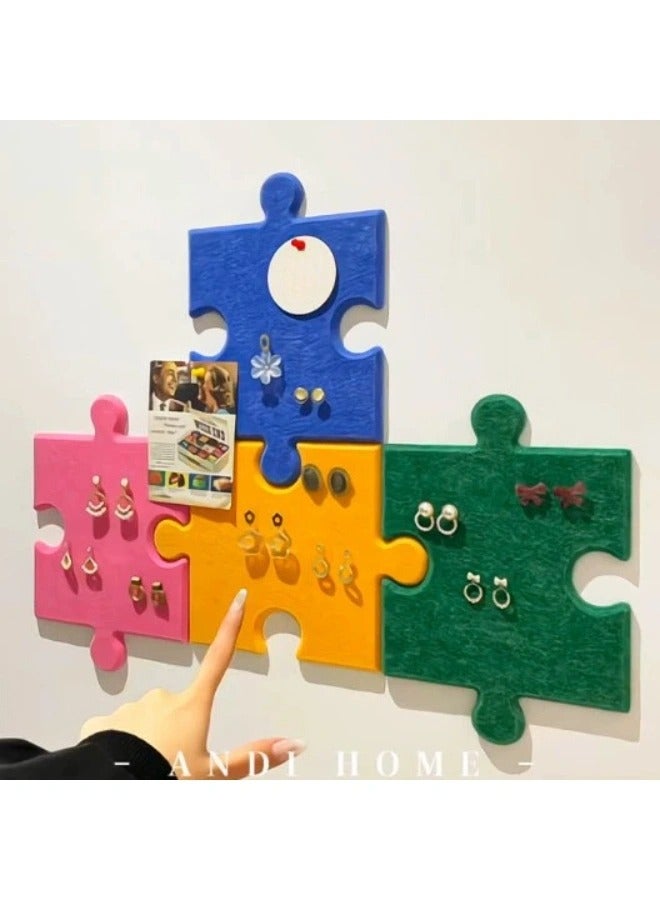 15 pieces of dopamine colored felt three-dimensional DIY puzzle wall stickers, photo background wall, can also be used as small light object storage, can also be used as a floor mat. - Image 1