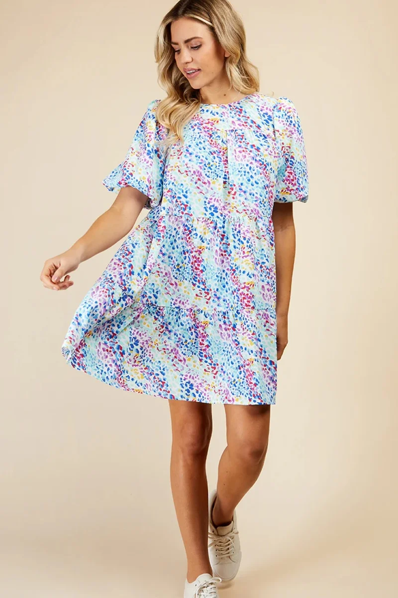 Little Mistress Animal Print Mini Smock Dress