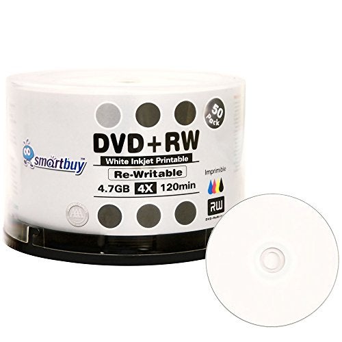 Smartbuy 50 Pack Smartbuy Blank DVD+RW 4X 4.7GB 120Min White Inkjet Hub Printable Rewritable DVD Media Disc - Image 2