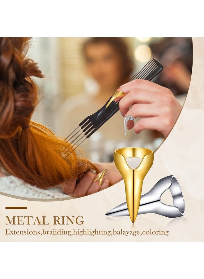 جيديف 6 قطع من حلقات تقسيم الشعر المعدنية - أدوات شعر كلاسيكية للنساء، كوسبلاي الهالوين، وصلات الشعر، للاستخدام في الصالونات (فضي، ذهبي) - Image 5