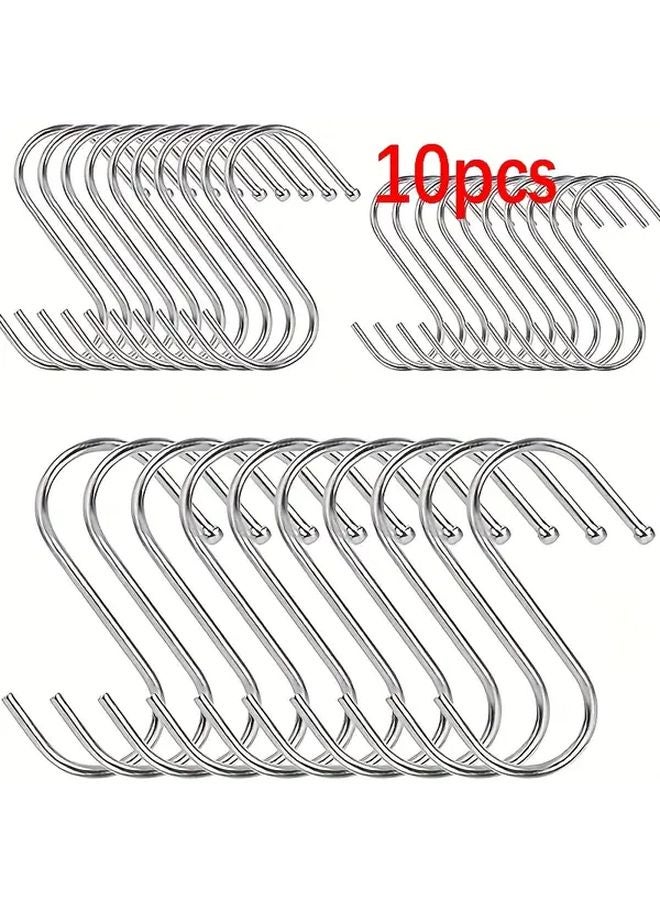 10pcs Heavy Duty S Shaped Hooks 4 3 Inch Silvery Metal Lifting Hooks for Home Garage Workshop - Image 2