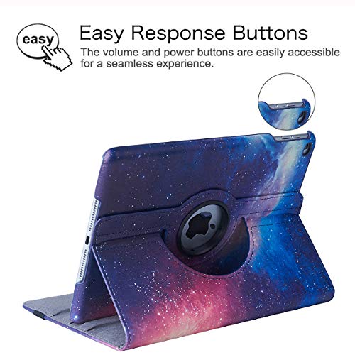 LXS New Case for iPad 9.7 inch 2018 2017/ iPad Air 2 Case - 360 Degree Rotating Stand Protective Cover Smart Case with Auto Sleep/Wake for Apple iPad 5th/6th Generation (Galaxy) - Image 4