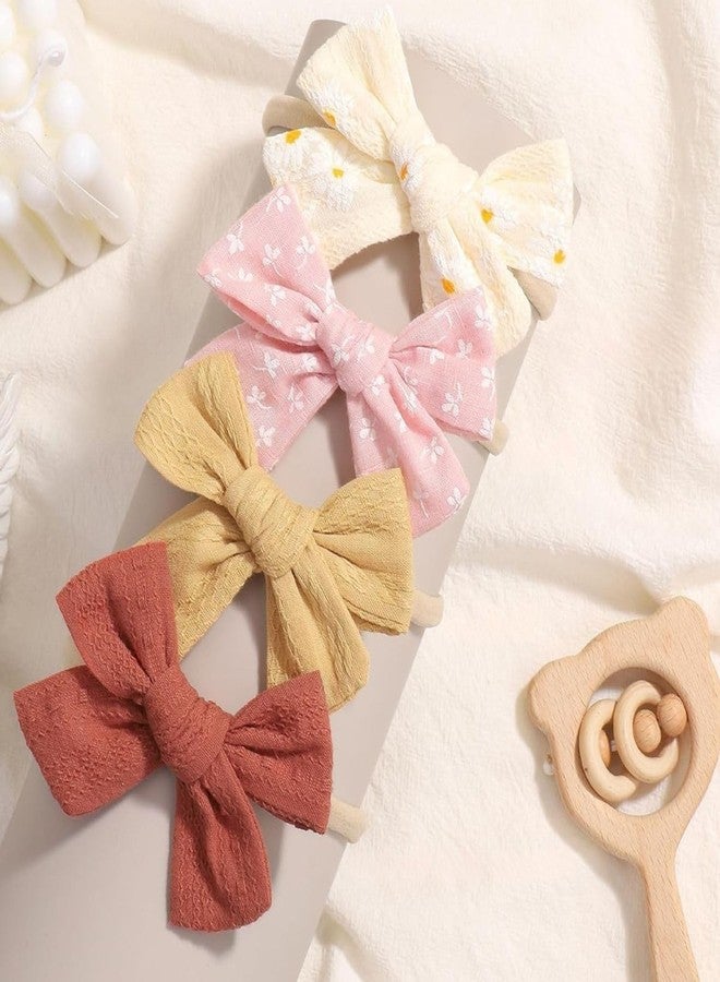 BendJoy® 3-Pack Headbands for Baby Girl, Soft Stretch Gentle Fit Headbands with Cute Bows | Newborn to 12 Months | Seamless & Lightweight | Photo Prop | Gift Set - Image 3