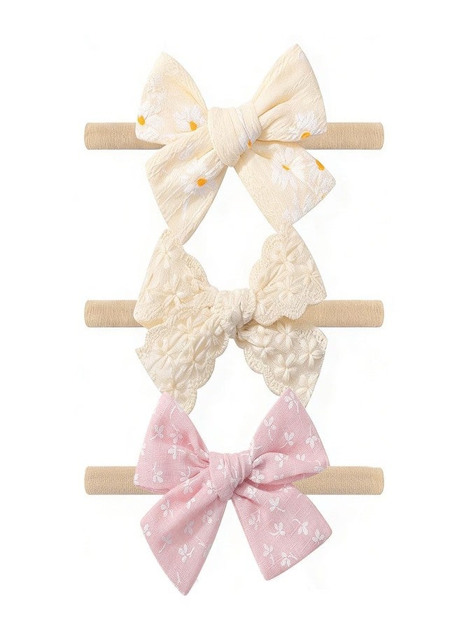 BendJoy® 3-Pack Headbands for Baby Girl, Soft Stretch Gentle Fit Headbands with Cute Bows | Newborn to 12 Months | Seamless & Lightweight | Photo Prop | Gift Set - Image 1