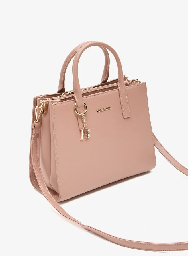 Flora Bella By Shoexpress Solid Tote Bag with Detachable Strap and Zip Closure
