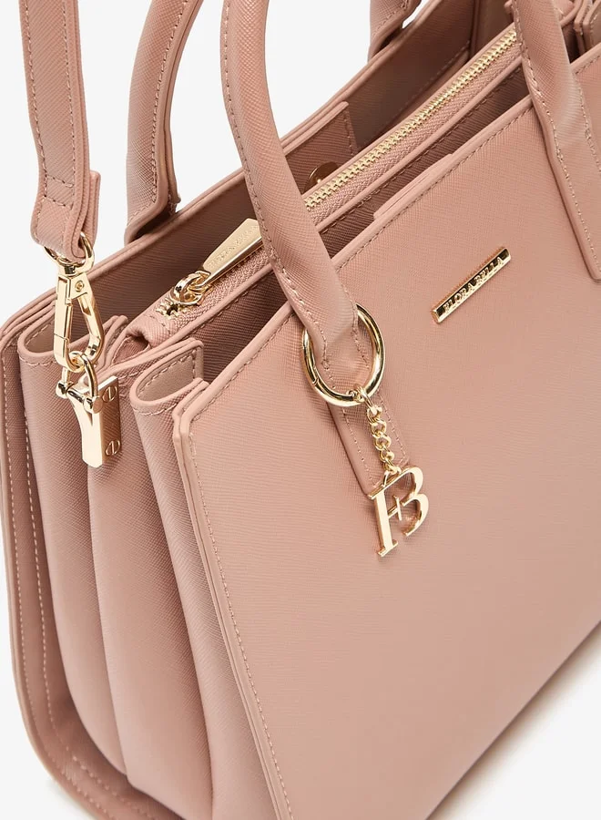 Flora Bella By Shoexpress Solid Tote Bag with Detachable Strap and Zip Closure