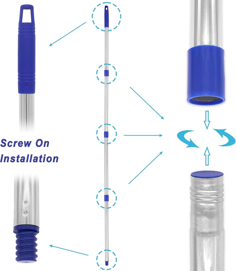 EaseYourDay 4-Section 1.3 ft. to 5.2 ft. Stainless Steel Pole Mop Replacement Handle Standard American Threading Compatible with All Cleaning Head with 3/4 Inch American Threading System - Image 2