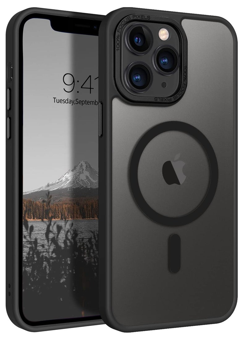 Eligo iPhone 11 Pro Max Magnetic MagSafe Case Slim Shockproof Phone Cover with Translucent Matte Back Strong Magnet Protective Shell for Apple 11 Pro Max 2019 Black Everyday Use - Image 1