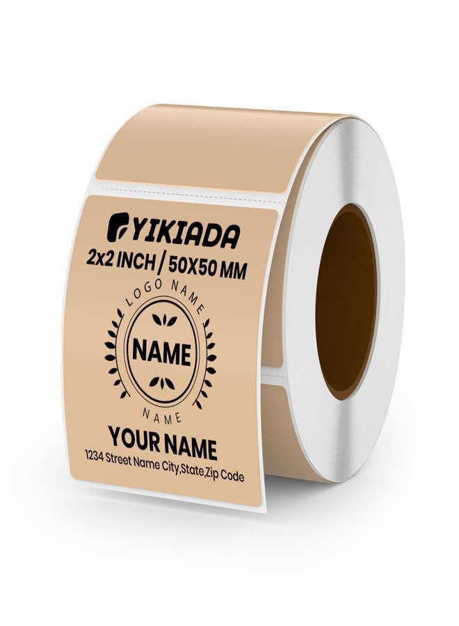 YIKIADA Khaki Thermal Labels 2 × 2 Inch Waterproof Vinyl Stickers 500 PCS - Image 1
