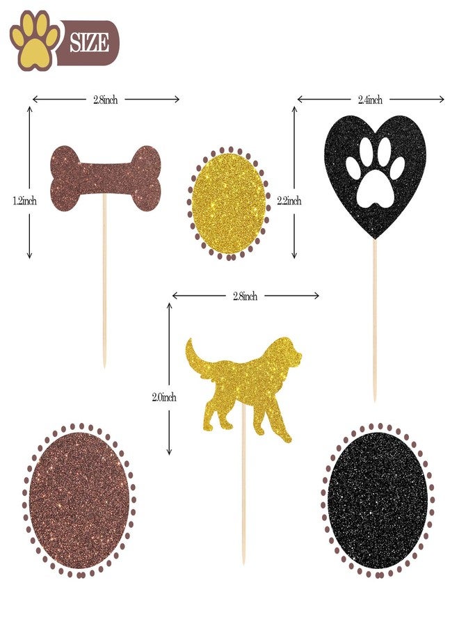 Festiko® Puppy Dog Cupcake Toppers - Glitter Pet Dog Theme Birthday Cupcake Toppers - Dog Birthday Party Supplies Pack of 24 - Image 3