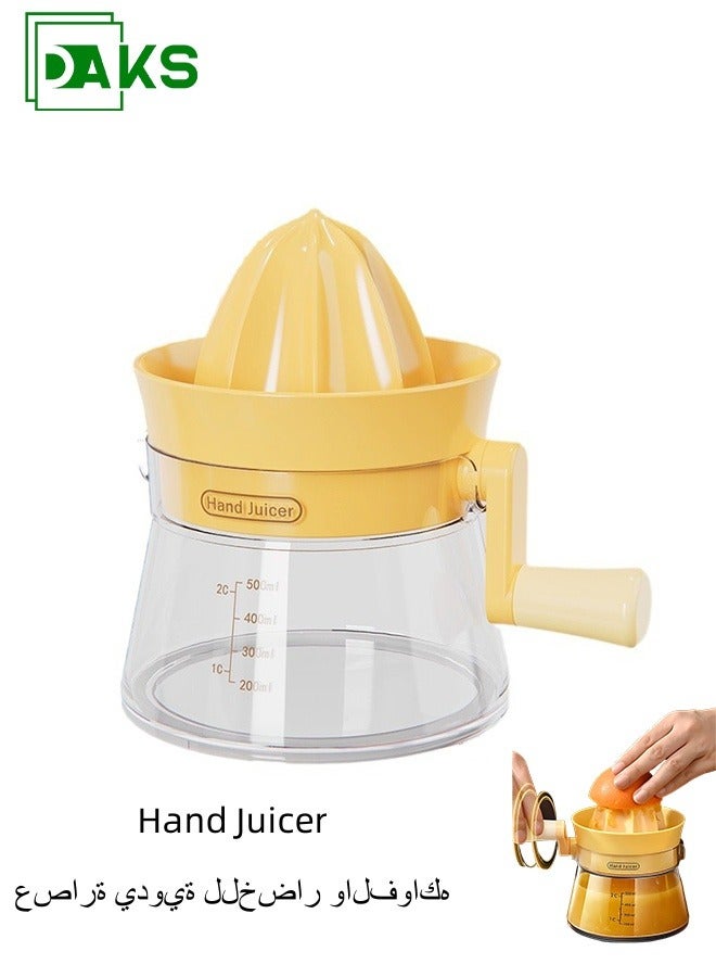 DAKS Manual Citrus Juicer 500ML – Orange Hand Crank Lemon Orange Juicer, Portable Fruit Squeezer for Kitchen, Camping & Travel - Image 1