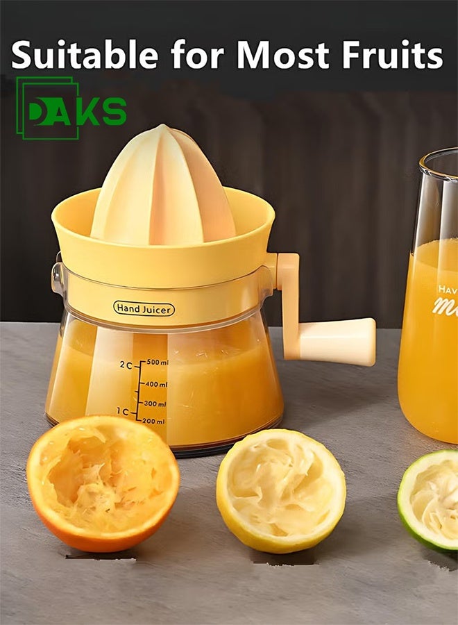 DAKS Manual Citrus Juicer 500ML – Orange Hand Crank Lemon Orange Juicer, Portable Fruit Squeezer for Kitchen, Camping & Travel - Image 4