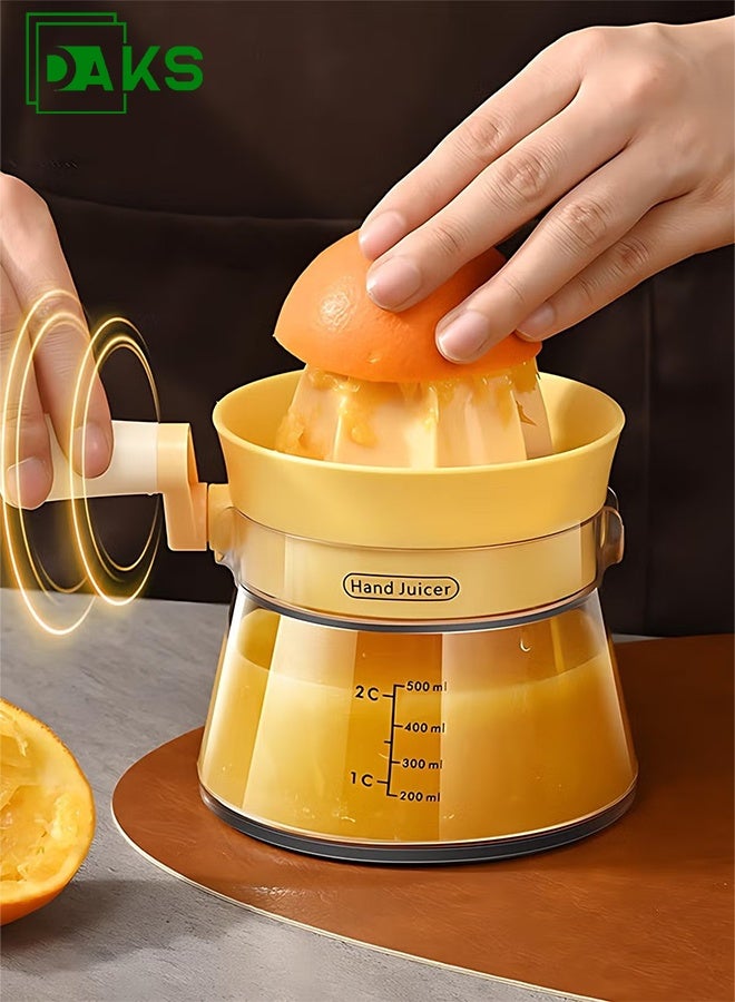 DAKS Manual Citrus Juicer 500ML – Orange Hand Crank Lemon Orange Juicer, Portable Fruit Squeezer for Kitchen, Camping & Travel - Image 2