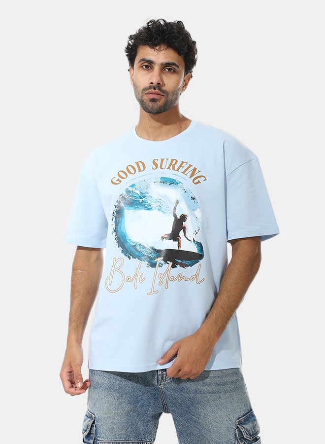 Andora Short Sleeves Oversized Printed T-Shirt_Light Blue - Image 1