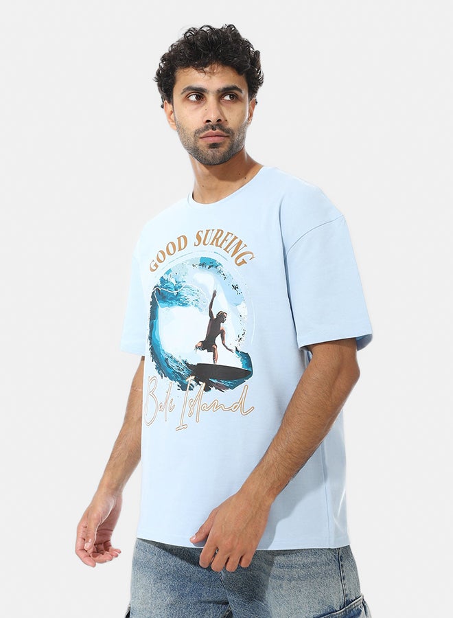 Andora Short Sleeves Oversized Printed T-Shirt_Light Blue - Image 2