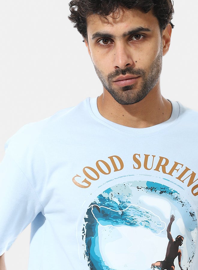 Andora Short Sleeves Oversized Printed T-Shirt_Light Blue - Image 4