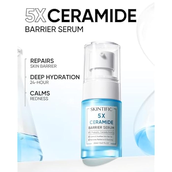 SKINTIFIC 5X Ceramide Barrier Repair Serum for Dry & Sensitive Skin Barrier Repair with Ceramide, Centella and Hyaluronic Acidx, Soothes Sensitive Skin, Reduces Redness & Strengthens Skin Barrier - Image 2
