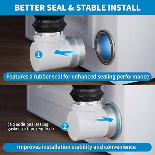 Hon&Guan HonGuan Dryer Vent Hose for Tight Space 4 Inch 8Ft Aluminum Exhaust Duct Hose with Dryer 90 Degree Elbow Rubber Seal Connectors Crush Proof SpaceSaving Dryer Vent Hose for Clothes Dryer - Image 3