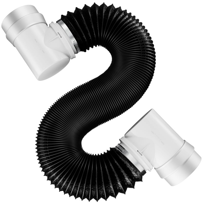 Hon&Guan HonGuan Dryer Vent Hose for Tight Space 4 Inch 8Ft Aluminum Exhaust Duct Hose with Dryer 90 Degree Elbow Rubber Seal Connectors Crush Proof SpaceSaving Dryer Vent Hose for Clothes Dryer - Image 2