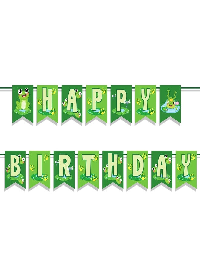بهناصير لافتات عيد ميلاد الضفادع، لافتة عيد ميلاد سعيد على شكل ضفدع، لافتة حفلة الضفادع، زينة عيد ميلاد بطابع الضفادع لحفلات استقبال المولود الجديد باللون الأخضر - Image 2