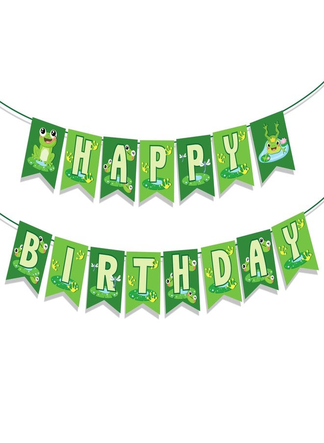 بهناصير لافتات عيد ميلاد الضفادع، لافتة عيد ميلاد سعيد على شكل ضفدع، لافتة حفلة الضفادع، زينة عيد ميلاد بطابع الضفادع لحفلات استقبال المولود الجديد باللون الأخضر - Image 1