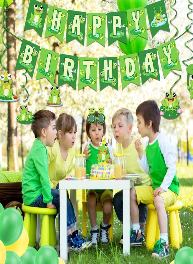 بهناصير لافتات عيد ميلاد الضفادع، لافتة عيد ميلاد سعيد على شكل ضفدع، لافتة حفلة الضفادع، زينة عيد ميلاد بطابع الضفادع لحفلات استقبال المولود الجديد باللون الأخضر - Image 4