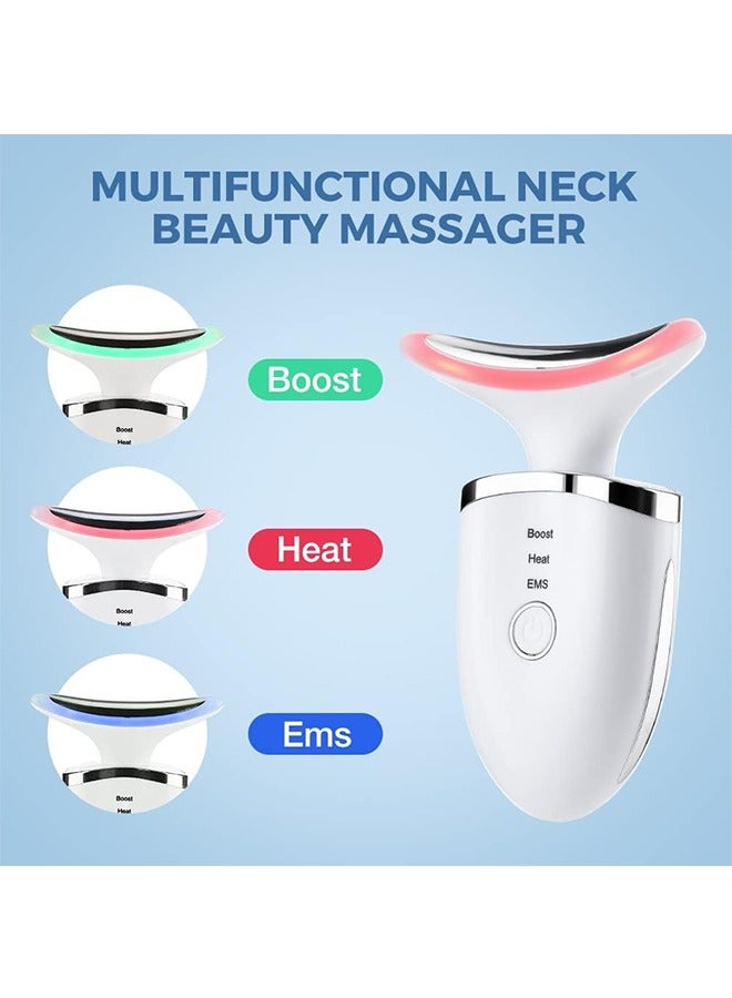 JCB CHIC Neck Beauty Device Photonic Neck Massager Neck Firming Wrinkle Remove Machine with Massage Head and Color Light, for Neck Skin Tightening & Lifting Pink - Image 3