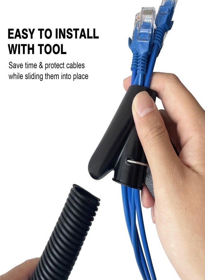 CrocSee 25ft - 3/4 inch Flame Retardant Split Wire Loom Tubing with Installation Tool - Flexible Wire Covers Cord Protectors - Black - Image 3