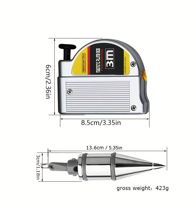 1PC 3M Magnetic Line Hammer Heavy Duty Automatic Wire Reel Construction Tool - Image 3